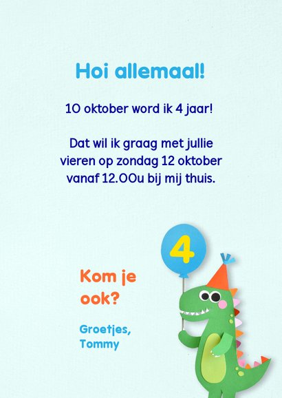 Dino met ballon kinderfeestje 3