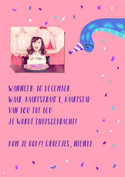Dinofeestje uitnodiging voor een meisje 3