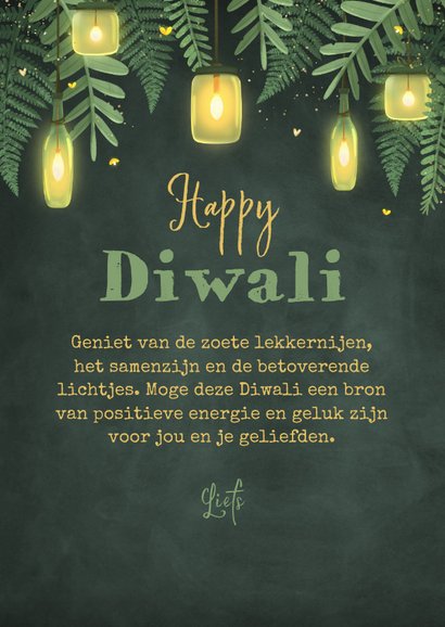 Diwali lampjes bladeren krijtbord foto hartjes 3