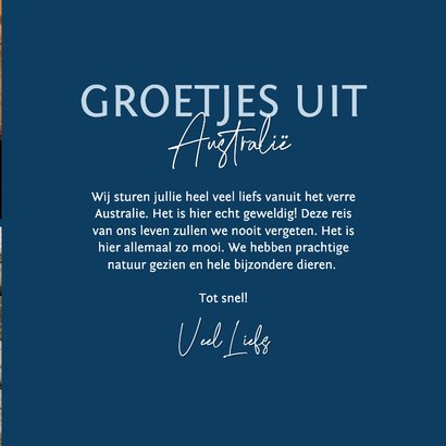 Donkerblauwe fotokaart vakantie met vliegtuigje Australië 3