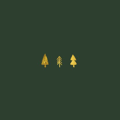 Donkergroene kerstkaart met goudlook kerstbomen 2