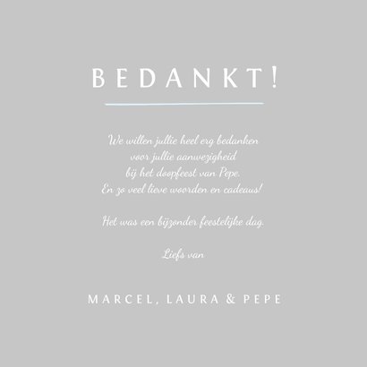 Doop bedankkaartje foto duifje lichtblauw 3