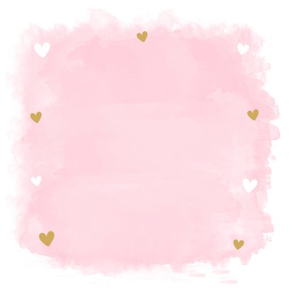 Doop uitnodiging meisje met foto roze watercolour hartjes Achterkant