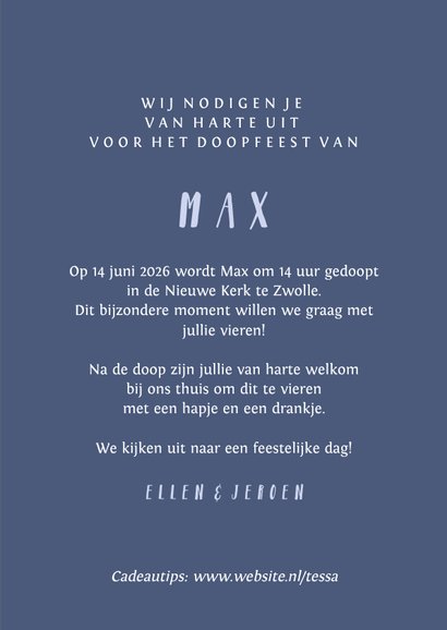 Doopfeest uitnodiging foto blauw kruis verfspetters 3