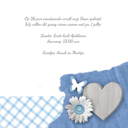 Doopkaart jongen foto en hart 3