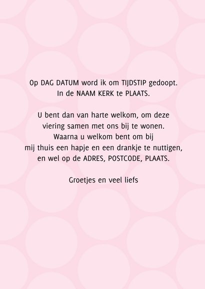 Doopkaart meisje Barok en polkadots 3