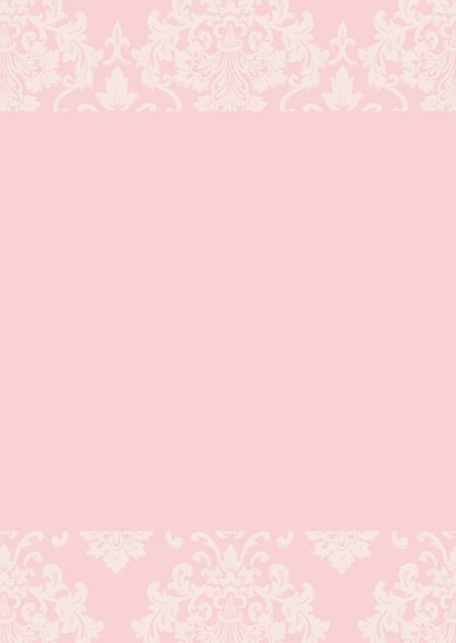 Doopkaart meisje roze barok 2