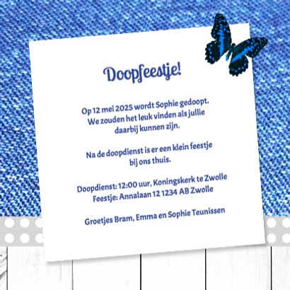 Doopkaart met denim - DH 3