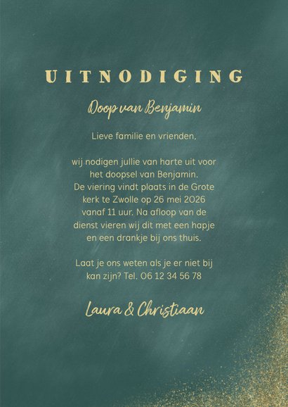 Doopkaart uitnodiging foto en gouden visjes 3