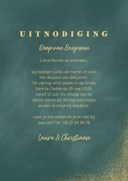 Doopkaart uitnodiging foto en gouden visjes 3