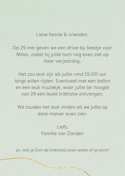 Drive By uitnodiging verjaardag kind jongen 3