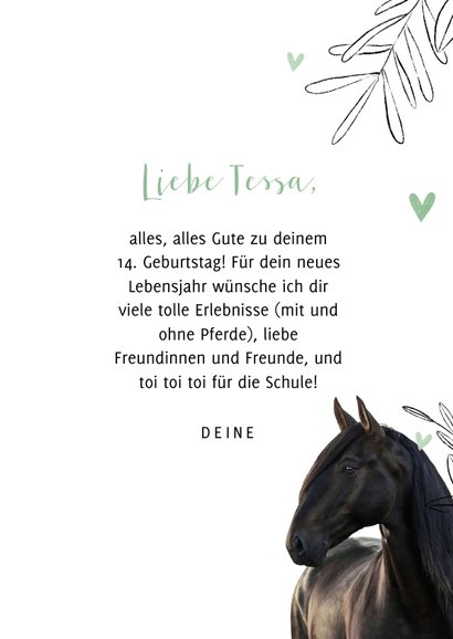 Duitse verjaardagskaart met een paard 3