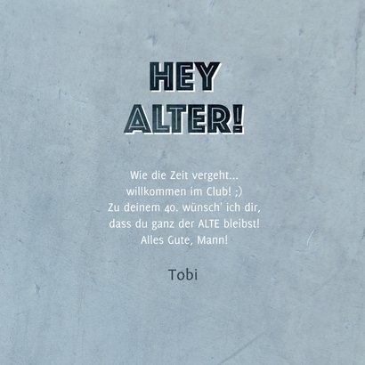 Duitse verjaardagskaart met Hey Alter 3