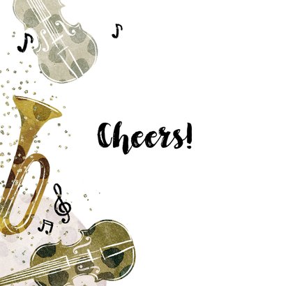 Duitse verjaardagskaart met muziekinstrumenten 2