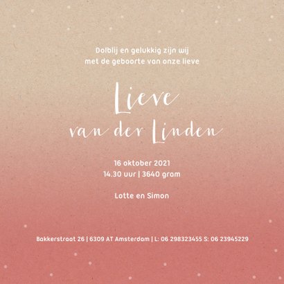 Een hip geboortekaartje voor een meisje met roze fading 3