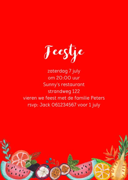 Een tropische fruit uitnodiging voor een BBQ of tuinfeestje 3