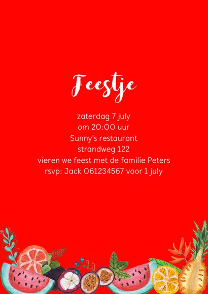 Een tropische fruit uitnodiging voor een BBQ of tuinfeestje 3