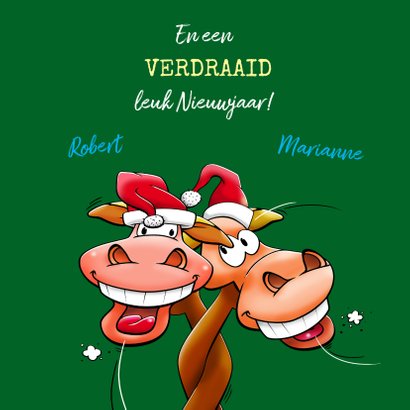 Een verdraaid leuke kerstkaart 2 rendieren kerstverlichting 3