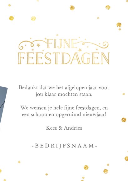 Eenvoudige feestelijke zakelijke kerstkaart met grote foto 3