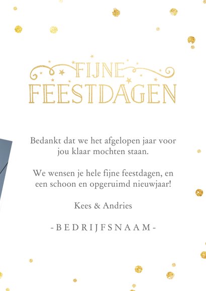 Eenvoudige feestelijke zakelijke kerstkaart met grote foto 3