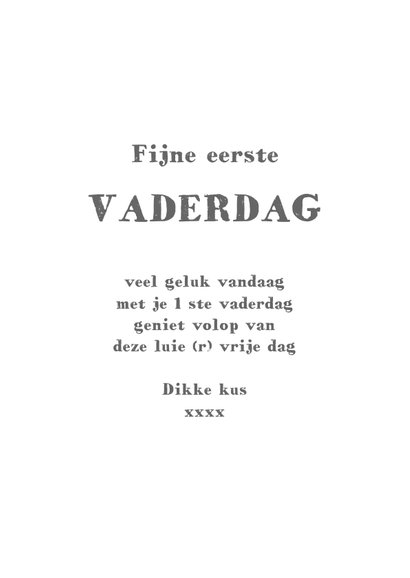 Eerste vaderdagkaart met jongen in kist met kado's voor papa 3
