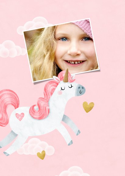 Einhorn-Einladung zum Kindergeburtstag Foto innen 2