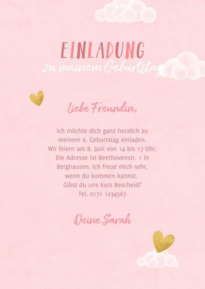 Einhorn-Einladung zum Kindergeburtstag Foto innen 3