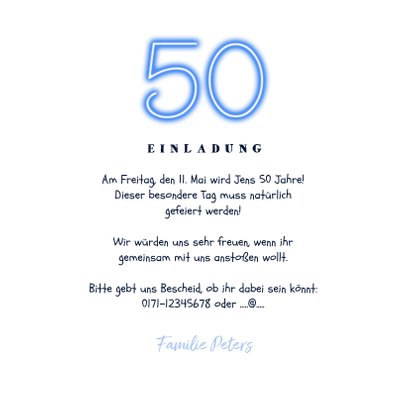 Einladung 50. Geburtstag Fotos an Kordel 3