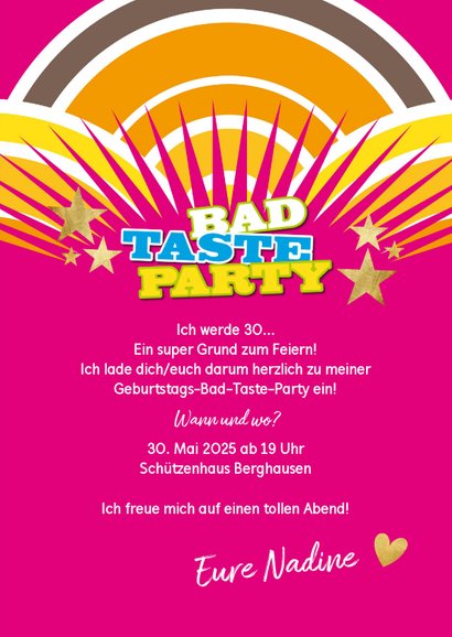 Einladung Bad Taste Party Mit Foto Kaartje2go