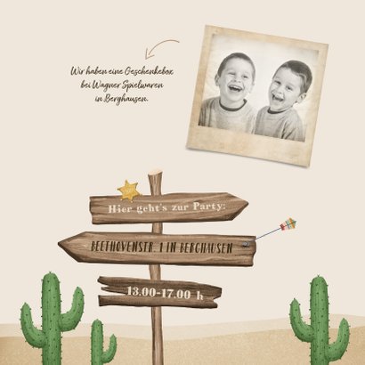 Einladung Cowboy & Indianer Kindergeburtstag 2
