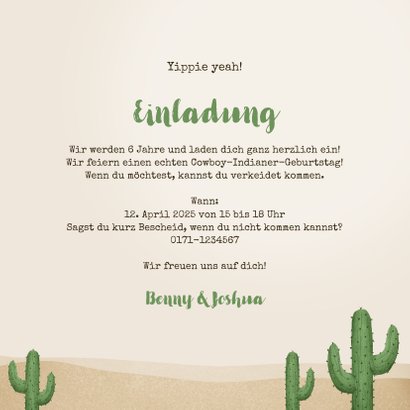 Einladung Cowboy & Indianer Kindergeburtstag 3