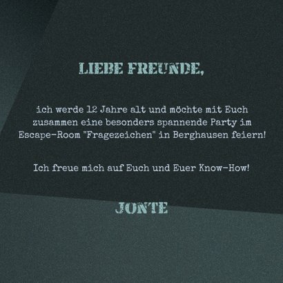 Einladung Fragezeichen Blau Escape Room Party 3