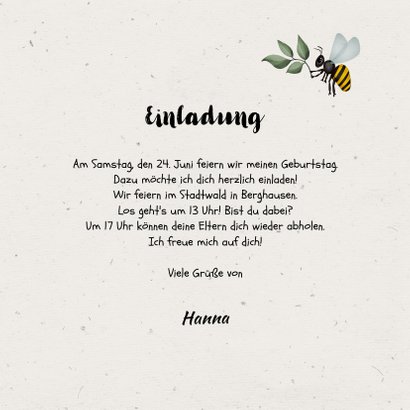 Einladung Kindergeburtstag braun Outdoor Insekten 3