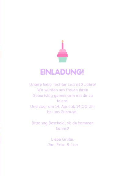 Einladung Kindergeburtstag Einhorn und Regenbogen 3