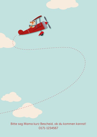 Einladung Kindergeburtstag Fuchs in Flugzeug 2