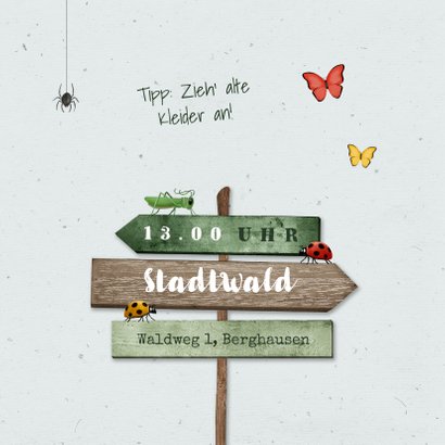 Einladung Kindergeburtstag grün Outdoor Insekten 2