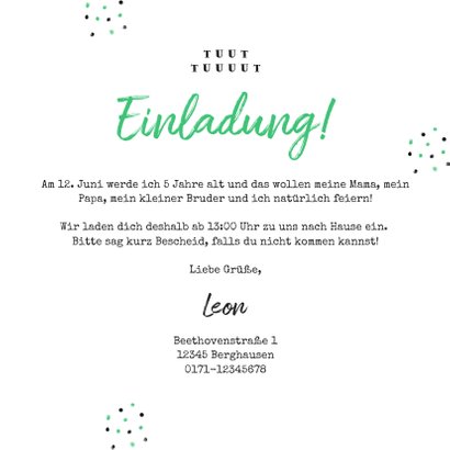 Einladung Kindergeburtstag grüne Traktoren 3