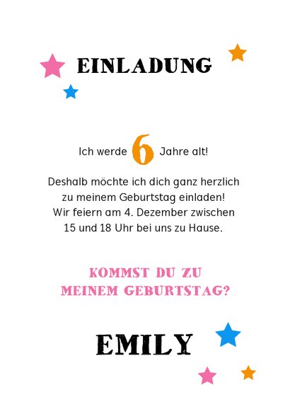 Einladung Kindergeburtstag Kreidelook Foto pink 3