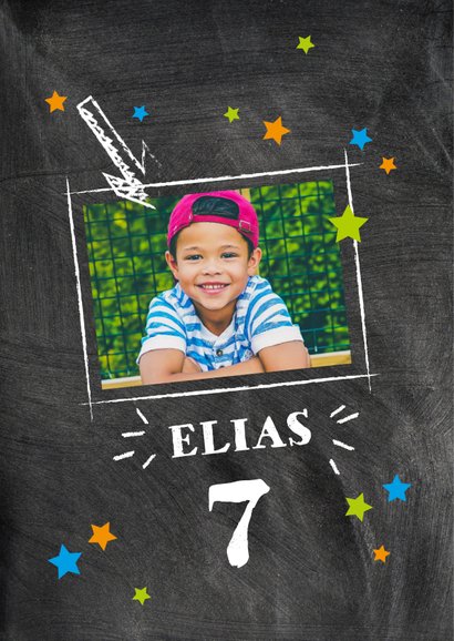Einladung Kindergeburtstag Kreidetafel mit Foto 2