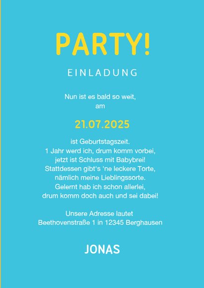 Einladung Kindergeburtstag Luftballons, Konfetti und Foto 3
