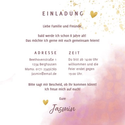Einladung Kindergeburtstag mit Foto und Herzen 3