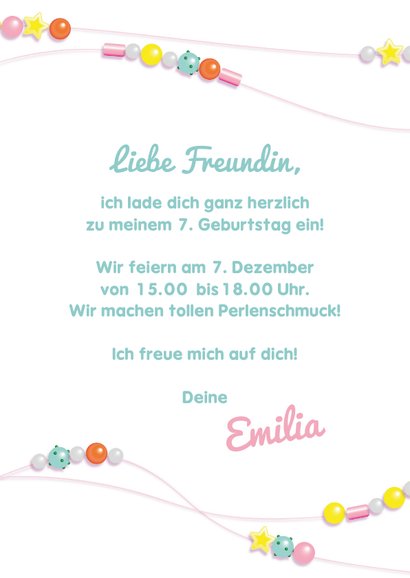 Einladung Kindergeburtstag mit Perlen basteln 3