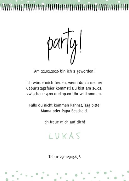 Einladung Kindergeburtstag 'Party!' mit eigenem Foto 3