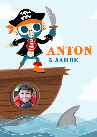 Einladung Kindergeburtstag Pirat mit Foto 2