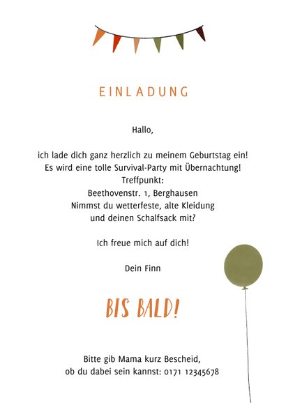 Einladung Kindergeburtstag Survival-Party 3