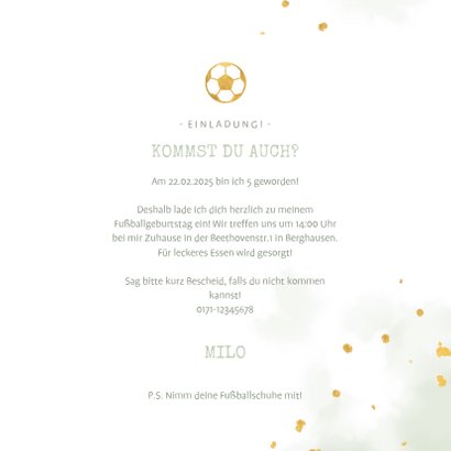 Einladung Kindergeburtstag Wasserfarbe, Foto und Fußball 3