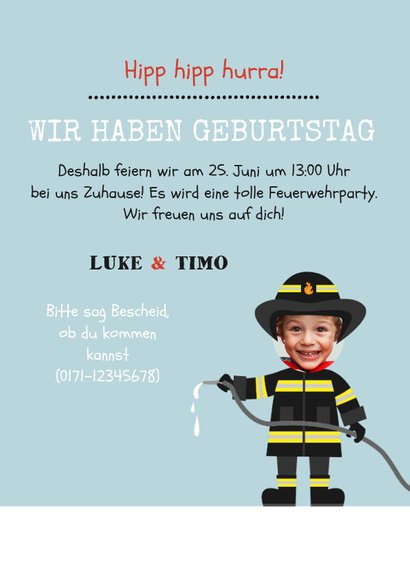 Einladung Kindergeburtstag Zwilling Feuerwehr 3