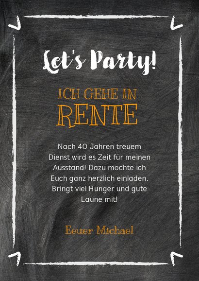 Einladung Rente Party Auf Kreide Kaartje2go