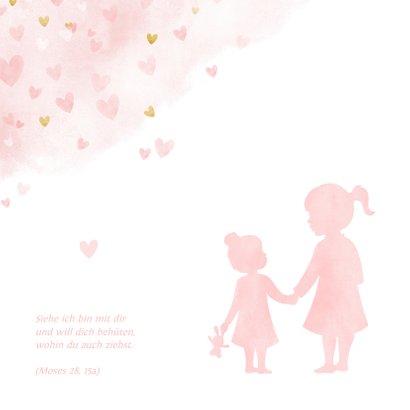 Einladung Taufe kleine & große Schwester rosa 2