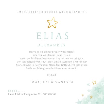 Einladung Taufe kleiner & großer Bruder grün 3